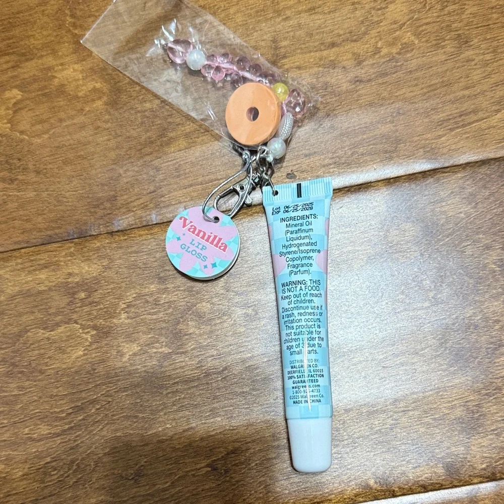 NWT Vanilla Lip Gloss with Keychain